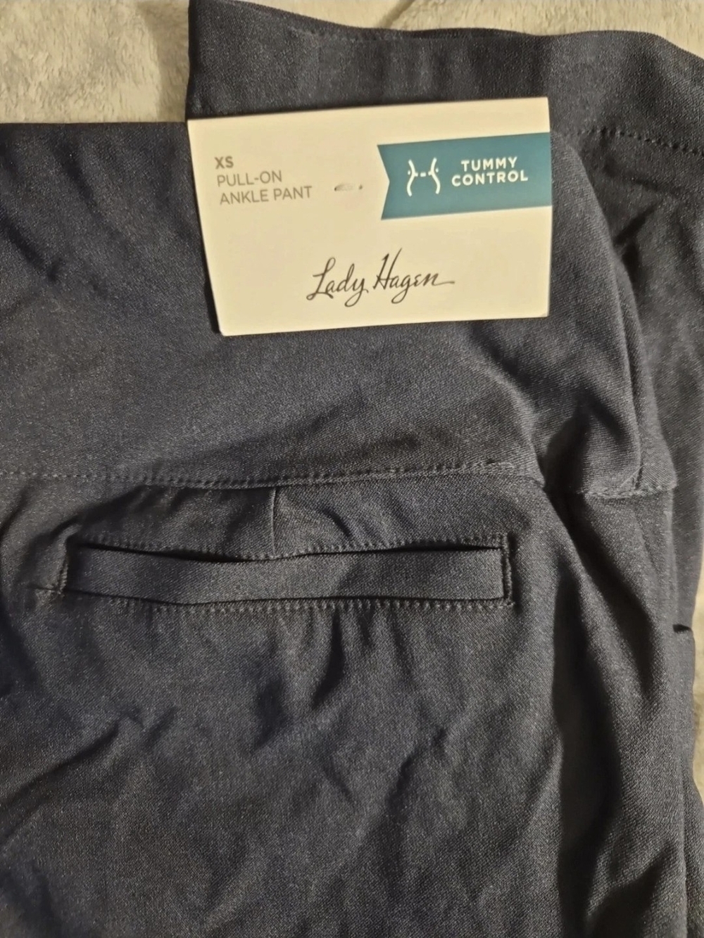 NWT Lady Hagen Pull On Ankle Golf Pants XS Navy Blue Tummy Control Slit Hem New